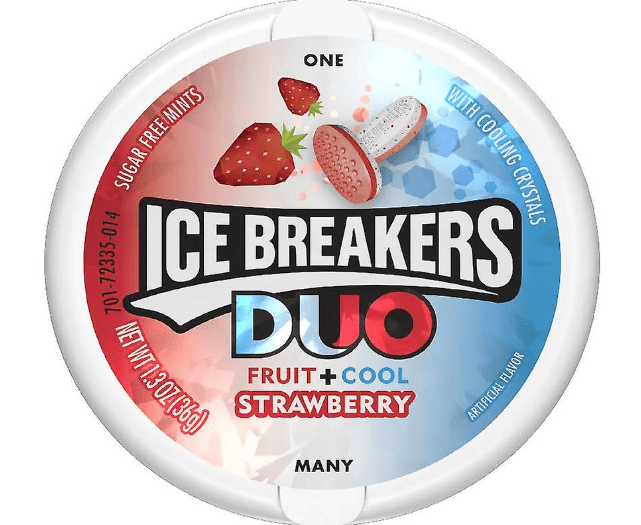 (S6 - 10) Box - US - ICE BREAKERS MINT - STRAWBERRY DUO 1.3OZ (36G) X 8 UNITS - SugarMarket.ca
