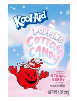 (S6 - 11) Box - China - Kool - Aid Popping - Cotton Candy Peg Bag - 1oz(28g) x 12 Units - SugarMarket.ca