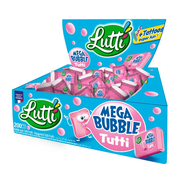 (S6 - 14) Box - France - LUTTI - Mega Bubble - Tutti - (200 Pack) x 1 Unit - SugarMarket.ca