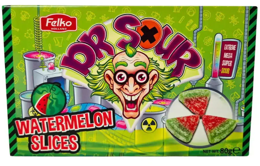 (S6 - 14) Box - Theater Box - Dr Sour Watermelon Slices 80g x 12 Units - SugarMarket.ca