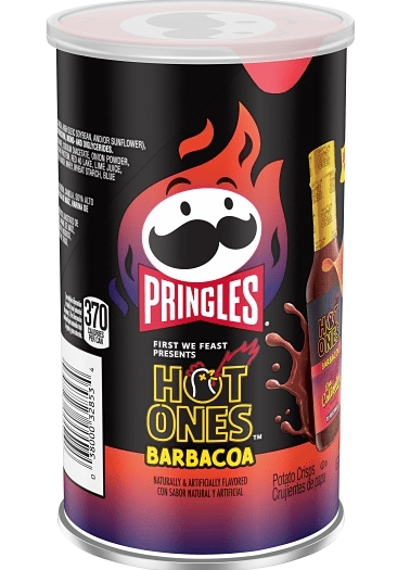 (S7 - 01) Box - US - Case - Chips - Pringles - HOT ONES - Barbacoa 2.5oz (71g) x 12 units - SugarMarket.ca