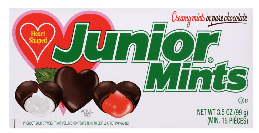 (S7 - 02)Box - Valentine - Theater Box - Junior Mints Heart Box - 3.5oz (99g) x 12 units - SugarMarket.ca