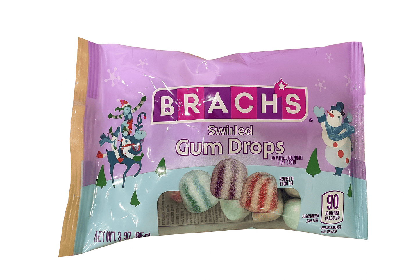 (S8 - 09) Box - XMAS - Brach Holiday Swirled Gum Drops 3oz(85g) x 12 Units - SugarMarket.ca