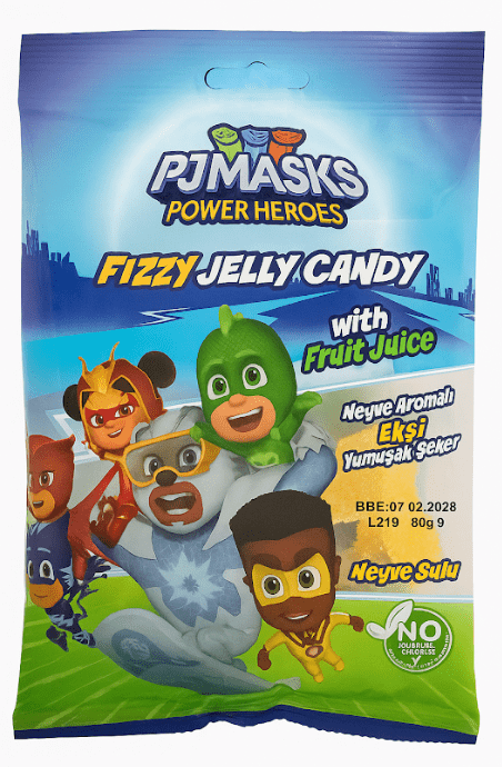 (S9 - 02) Box - TURKEY - PJ MASKS - JELLY BOTTLE MIX 80g x 12 units - SugarMarket.ca