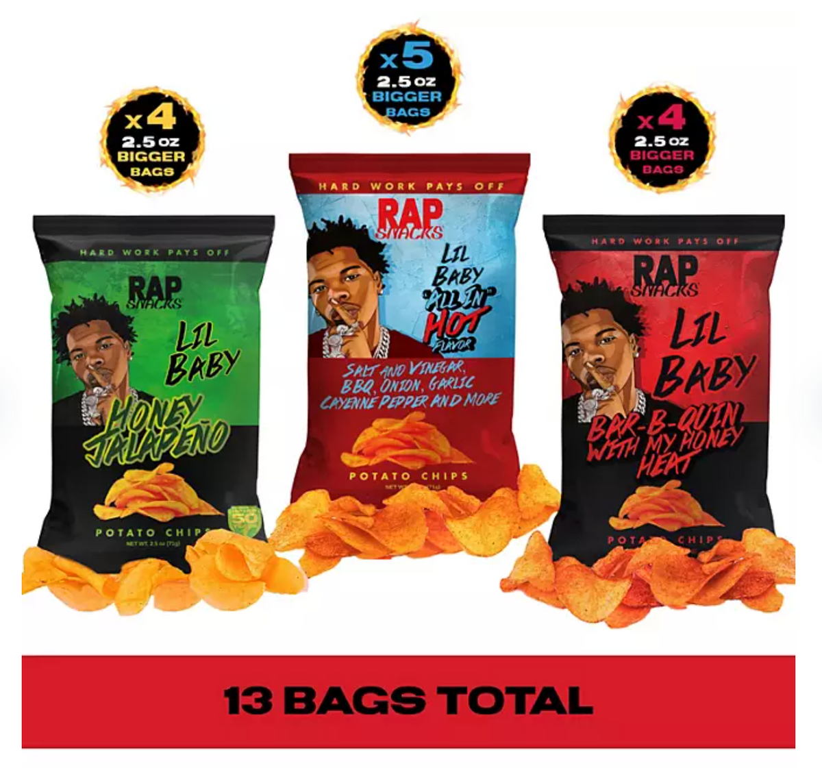 (S6-03) Chips - CASE - Rap Snacks - HOT Variety Pack 2.5oz (70g) x 13 units