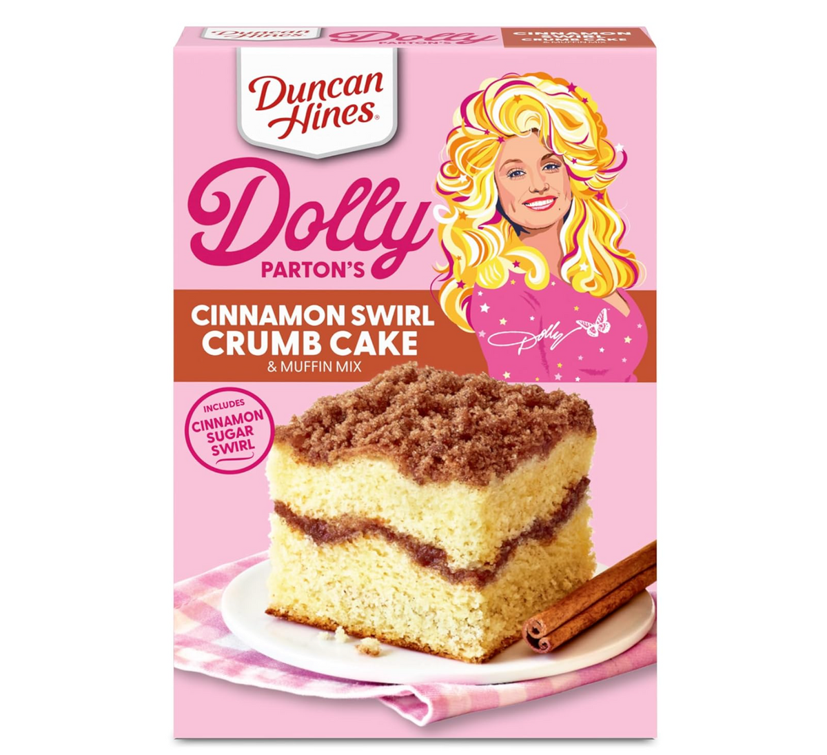 SINGLE - Duncan Hines - Dolly Parton - Cinnamon Swirl Crumb Cake & Muffin Mix, 20 oz(567g) x 1 unit