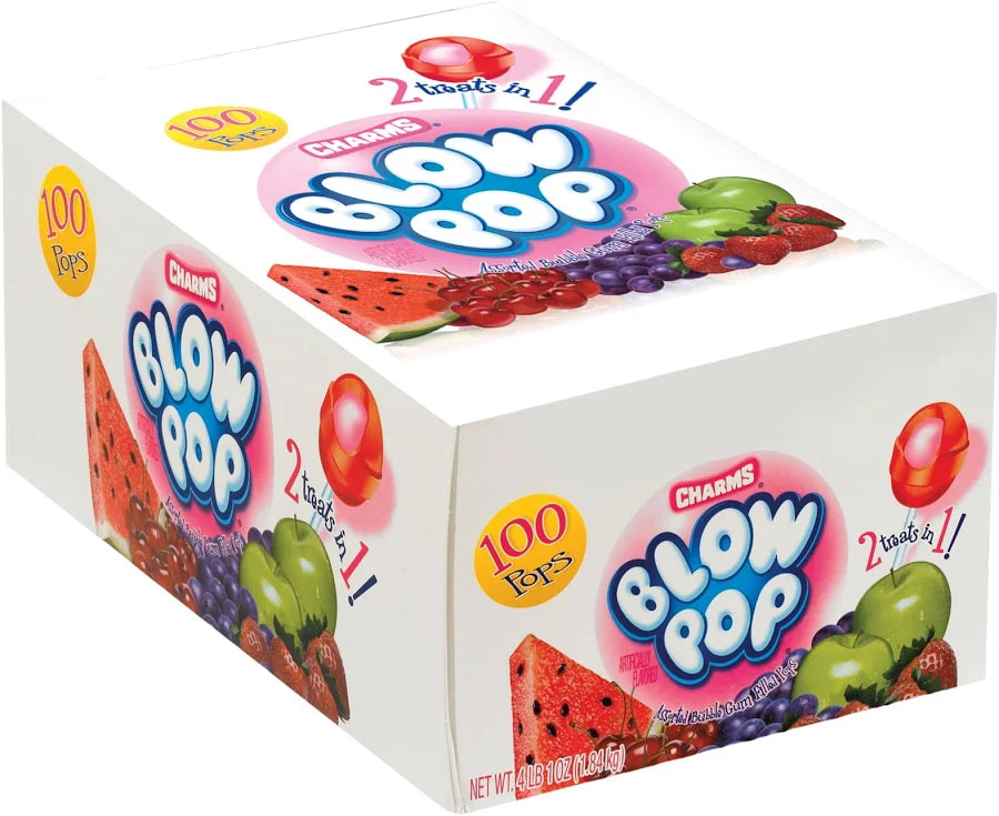 (S1-01) Box - Charms Blow Pops Assorted 2 in 1 100 Units