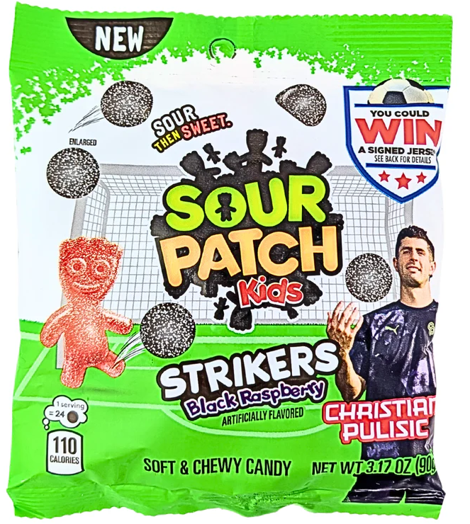 Bundle - 4 Units x Sour Patch Kids - Strikers Black Raspberry Peg 3.17oz (90g)