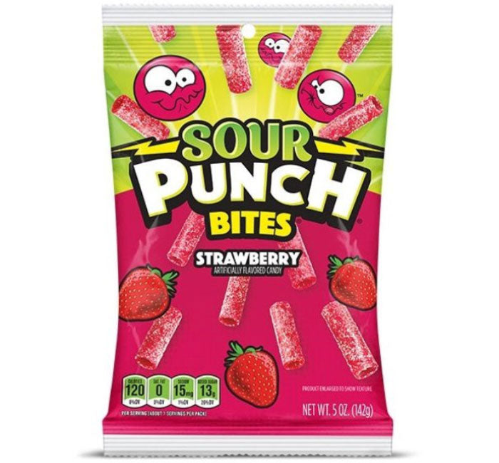 (S1-08) US -Peg Bag - Sour Punch Bites - Strawberry 5oz (142g) x 12 units