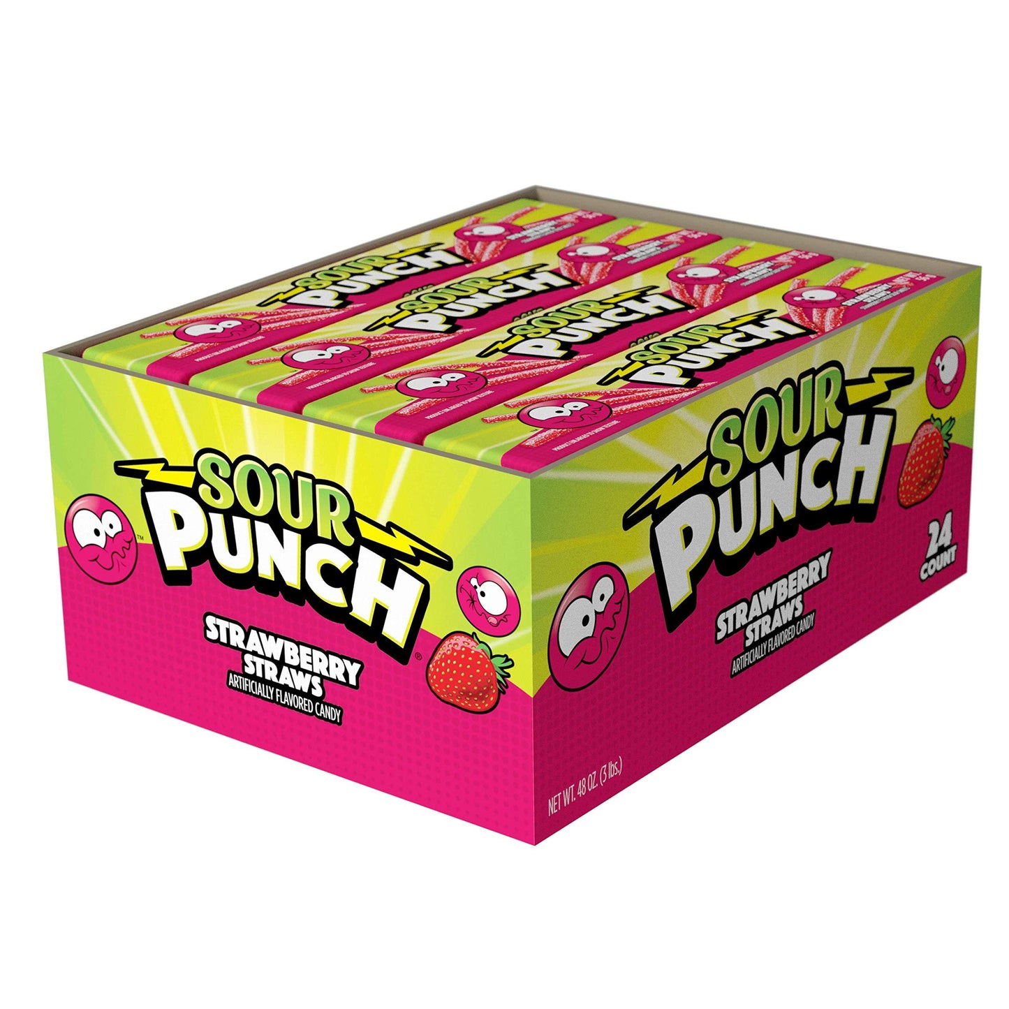 (S1-06) US - Sour Punch Straws - Strawberry standard size - 2oz (57g) x 24 units