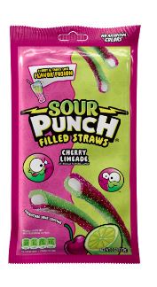 (S1-08) Mexico - Sour Punch Straws - Cherry Lime Peg Bag - 5oz(142g) x 12 Units