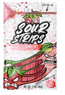 Bundle - Hershey SOUR STRIPS Peg Bag - DUOS Lemonberry 3.4oz (96g) X 3 Units