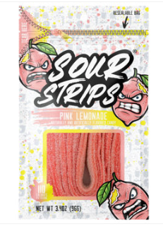 Hershey SOUR STRIPS Peg Bag - Pink Lemonade 3.4oz (96g) X 12 Units