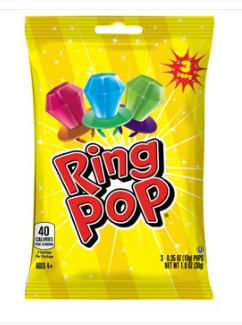 Topps Ring Pops 3pk Peg Bag x 12 Units