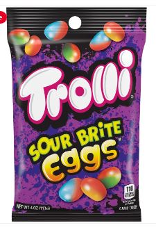 (S1-06) US - Trolli Peg Bag - Sour Brite Crawler Eggs 4oz (113g) x 12 units