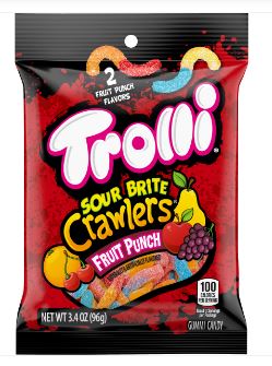 (S1-06) US - Trolli Peg Bag - Sour Brite Crawlers Fruit Punch 3.4oz(96g) x 12 Units