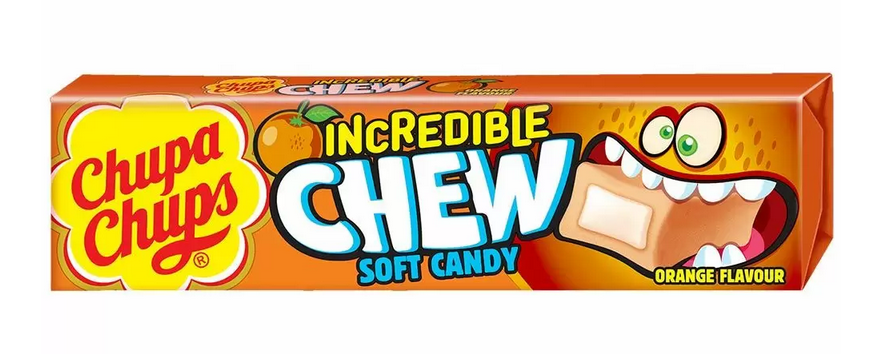 UK - Chupa Chups Incredible Chew Soft Candy - Orange 45g x 20 units