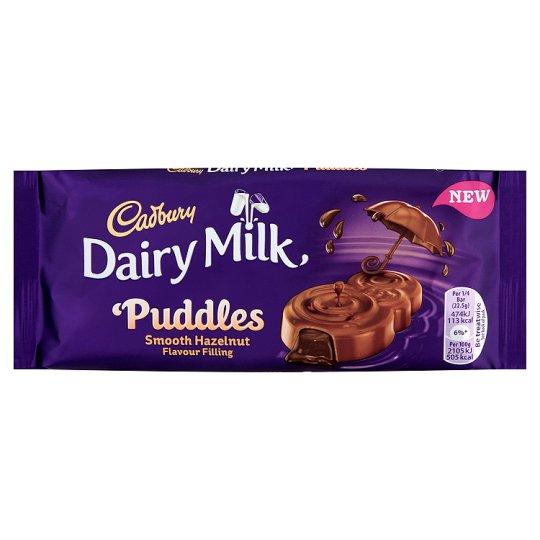 UK Cadburys Puddles Smooth Hazelnut 90g x 18 units