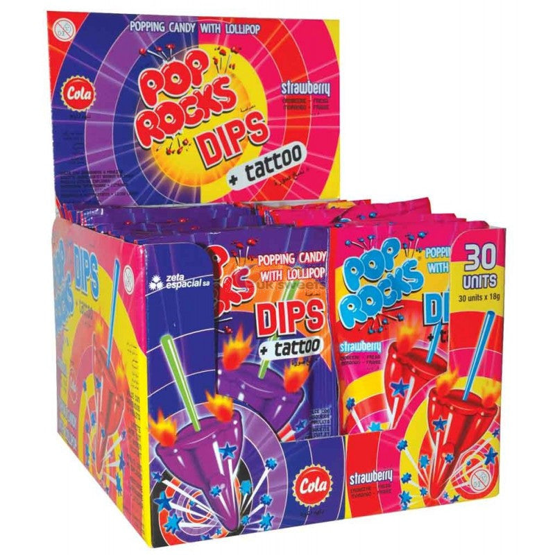 UK POP ROCKS TATTOO DIPS - STRAWBERRY & COLA 18G X 30 units