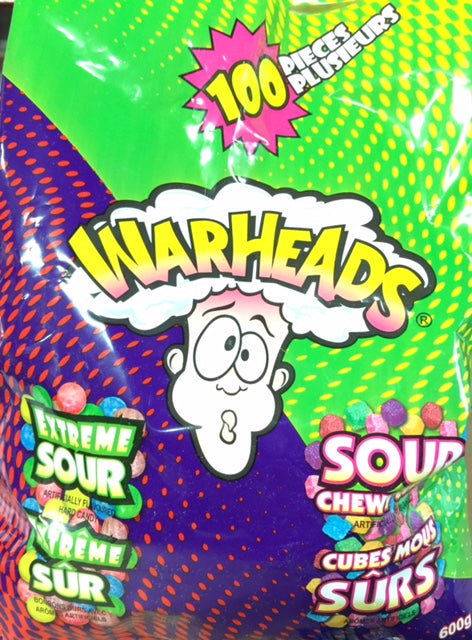BULK - Warheads Extreme Sour & Sour Chew Cube x 100 units