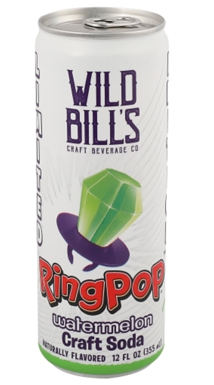 (S5-09) BEVERAGE - Wild Bill Soda Ring Pop - Watermelon 12 fl oz (355ml) x 12 Units