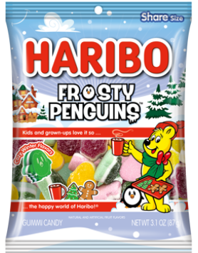 (S8-01) XMAS - Haribo - Frosty Penguins Peg 3.1oz (87g) x 12 Units