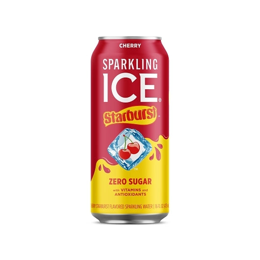 (S5-02) Us - Beverage - Sparkling Ice - Starburst - Cherry ZERO SUGAR 16 fl oz (473.17ml) x 12 Cans
