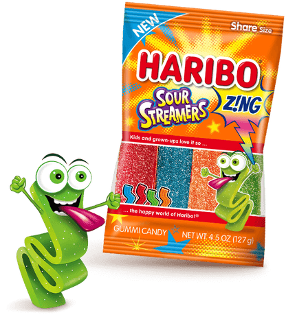 1 unit x Single - Haribo Zing Sour Streamers 4.5oz - SugarMarket.ca