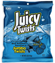 1 Unit x Single - JUICY TWISTS - BLUE RASPBERRY PEG BAG 4oz (113g) - SugarMarket.ca