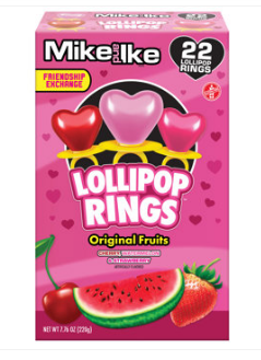 Box - Valentine - Flix Mike & Ike Lollipop Rings 22Pk - 7.61 oz (216g) x 1 Box