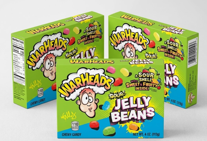 3 units - Bundle - Theater Box Warheads Sour Jelly Beans 4oz - SugarMarket.ca
