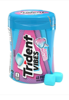 Trident Vibes Cotton Candy Gum Bottle Pack - 40 PIECES x 6 Units