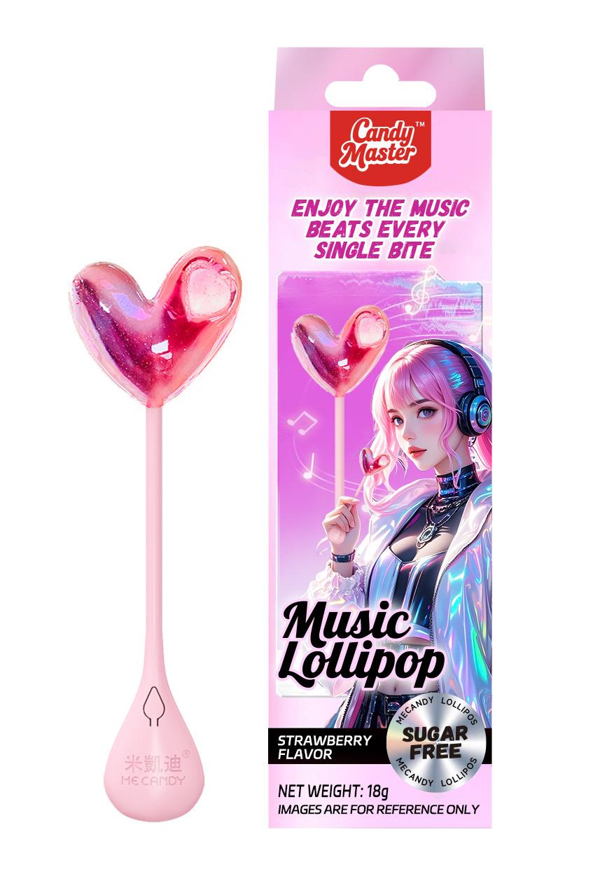 (S6-09) 4D MUSICAL LOLLIPOPS - STRAWBERRY HEART 18G X 8 UNITS