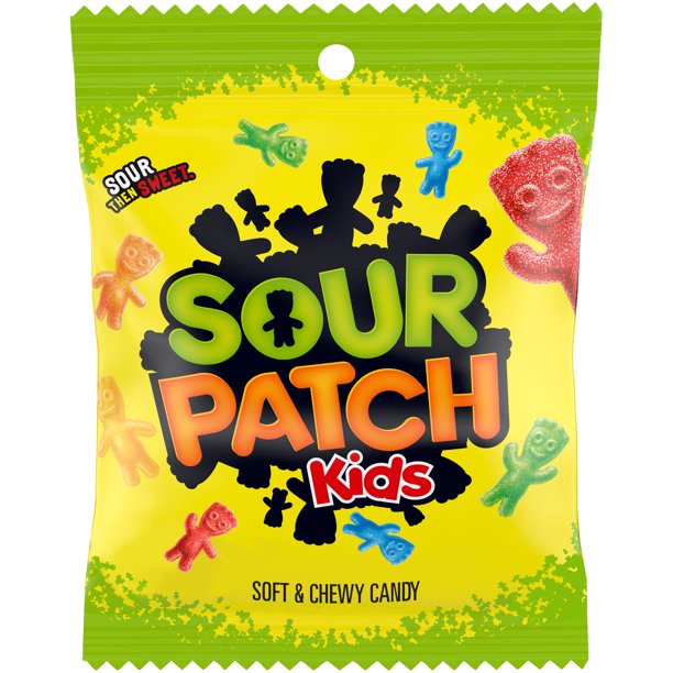 (S1-06) Sour Patch Kids Soft & Chewy Candy Peg Bag - 3.6oz X12 Units