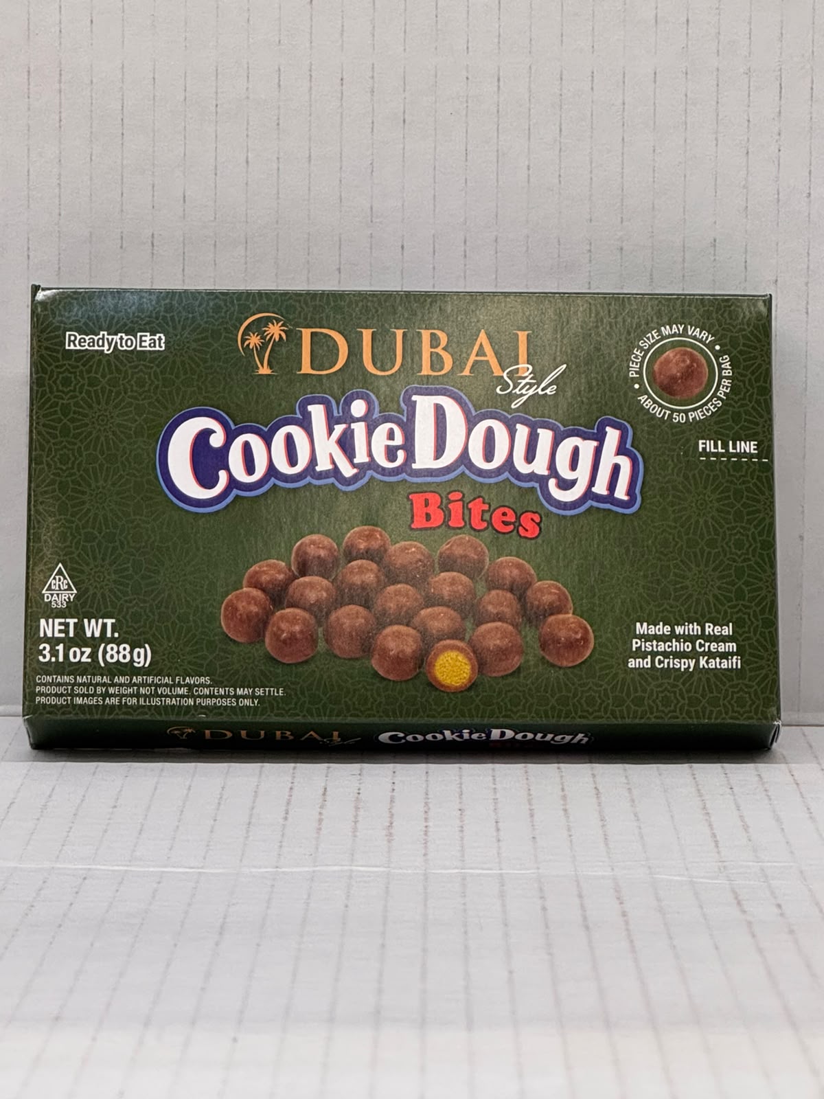 Theater Box - Taste of Nature Cookie Dough - DUBAI COOKIE DOUGH BITES 3.1oz (88g) packaging front