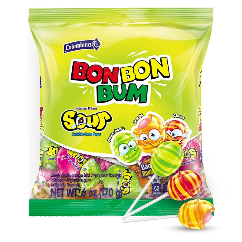 (S7-08) Colombina - Bon Bon Bum - Sour Peg Bag - 6oz (170g) x 12 Units