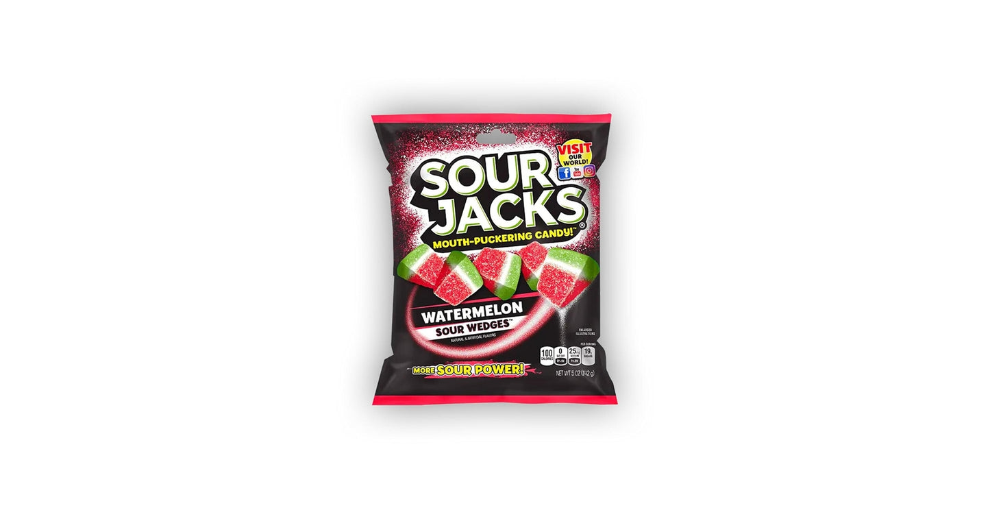 Variety Pack - 1 unit x Joyva Chocolate Covered Halvah 1.75 Oz (49g), Joyva Chocolate Covered Jelly Rings 1.35 oz (38g) Rotten Sour Gummy Cruncheez - 1.8 oz (51g) , Sour Jacks Sour Wedges Original and watermelon -0.5oz (14g) ,