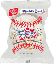 (S8-02) Box - Happy 250th America - Kathy Kaye CLEAR BASEBALL Popcorn Box -1oz (28g) x 18 Units