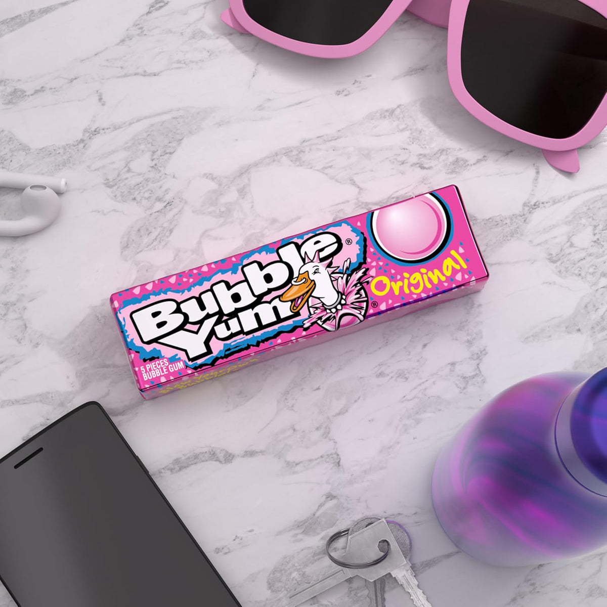 (S1-06) MEXICO - Gum - Bubble Yum Cotton Candy (5 piece) - 1.41oz x18 units