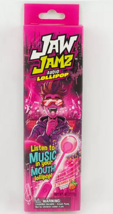 Variety Pack- 1 Unit x Cow Tales mini caramel (113g), 1 Unit x Jaw James Audio Lollipop (13g) and 1 Unit x juicy jelly sour watermelon Straps (160g)