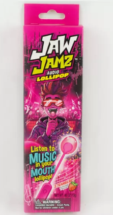 Variety Pack- 1 Unit x Cow Tales mini caramel (113g), 1 Unit x Jaw James Audio Lollipop (13g) and 1 Unit x juicy jelly sour watermelon Straps (160g)