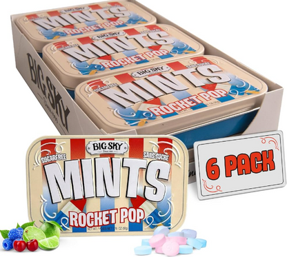 (S2-04) Box - Canada - Big Sky - Sugar Free Mints - Rocket Pop Flavour 50g x 6 units