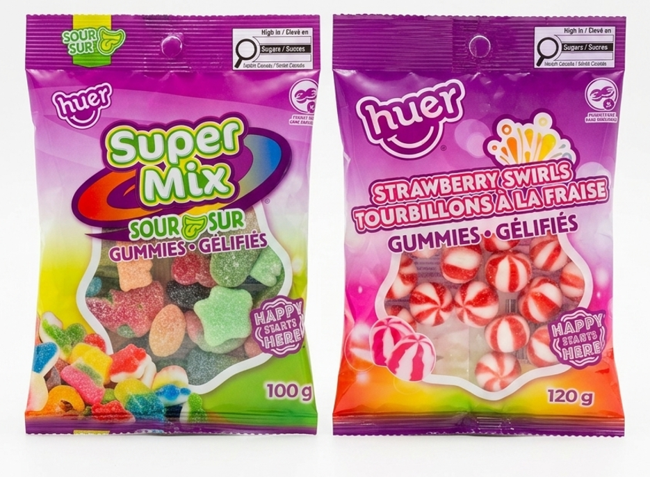 Bundle - 2 Pack - Huer Super Sour Mix 100g and Strawberry Swirls 120g