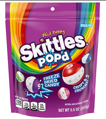 (S6-05) US - Skittles - Popd - Freeze Dried Wild Berry Stand Up Pouch 5.5oz (155g) x 8 units