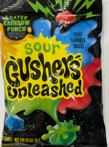 Variety pack - 5 Units x  x  Fruit Gushers - Blueberry Grape 4.25oz 120g, Gardetto's Honey Mustard Snack Mix, Spicy  coated paradise heat sour gushers, Caated rainbow punch sour gushers,  Tajin - Chile Lime seasoned.