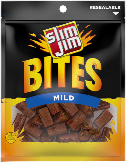 Variety Pack - 1 unit x Slim Jim Bites, original Bite-Sized Smoked Sausage Snacks 2 oz (56g) 01 unit, Slim Jim Bites, Mild Bite-Sized Smoked Sausage Snacks 2 oz (56g) 01 unit