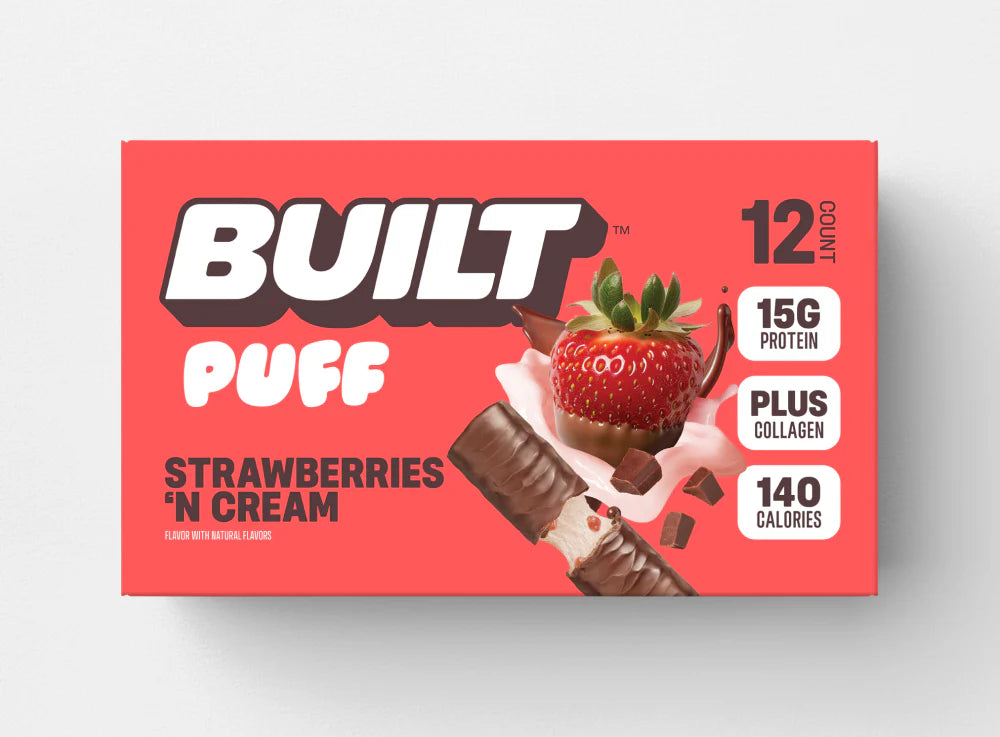 (S4-01) Built - Puffs Protein Bar - Strawberries N' Cream 1.41oz (40g) x 12 Units