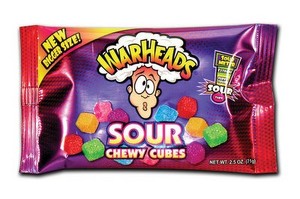 (S1-03) Box - US - Warheads Sour Chewy Cubes 2 oz Standard size x 15 units