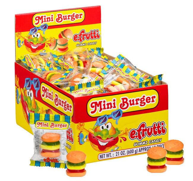 (S1-04) Box - China - eFrutti Gummi Mini Burgers (wrapped) 60 units - SugarMarket.ca