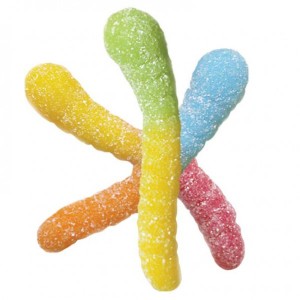 (S3-01) US - Bulk Albanese Mini Sour Neon Worms 2" 4.5lb @100pcs/lb  (Made in U.S.A)